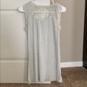 Grey easel lace trimmed tank top